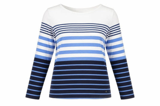 Brax Women’s Multicoloured Striped Cotton Long Sleeve T-Shirt Size 14