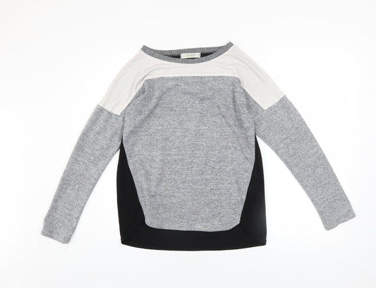 Oasis Womens Grey Colourblock Pullover Sweatshirt XS