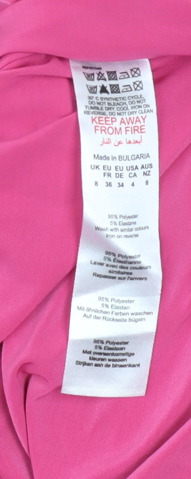 Boohoo Women Pink Strapless Bodycon Ruched Mini Dress Size 8