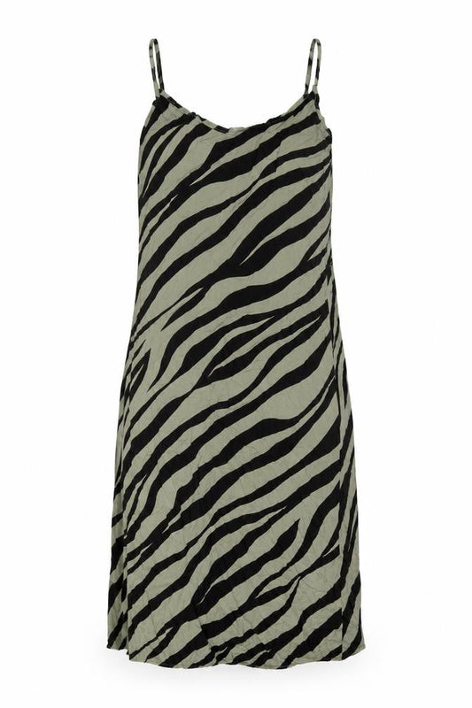 GEF Women’s Green Zebra Print Midi Slip Dress Size M