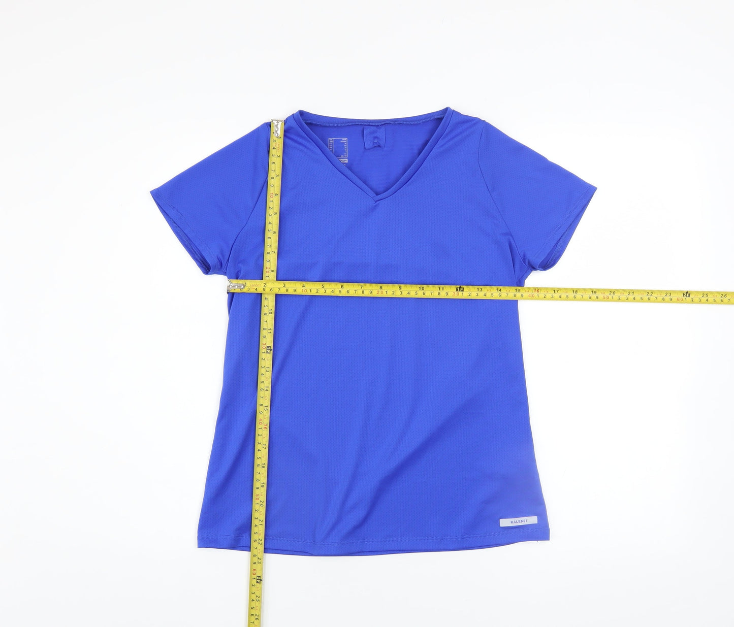 Decathlon Women Blue XS V-Neck Lightweight Polyester Active T-Shirt