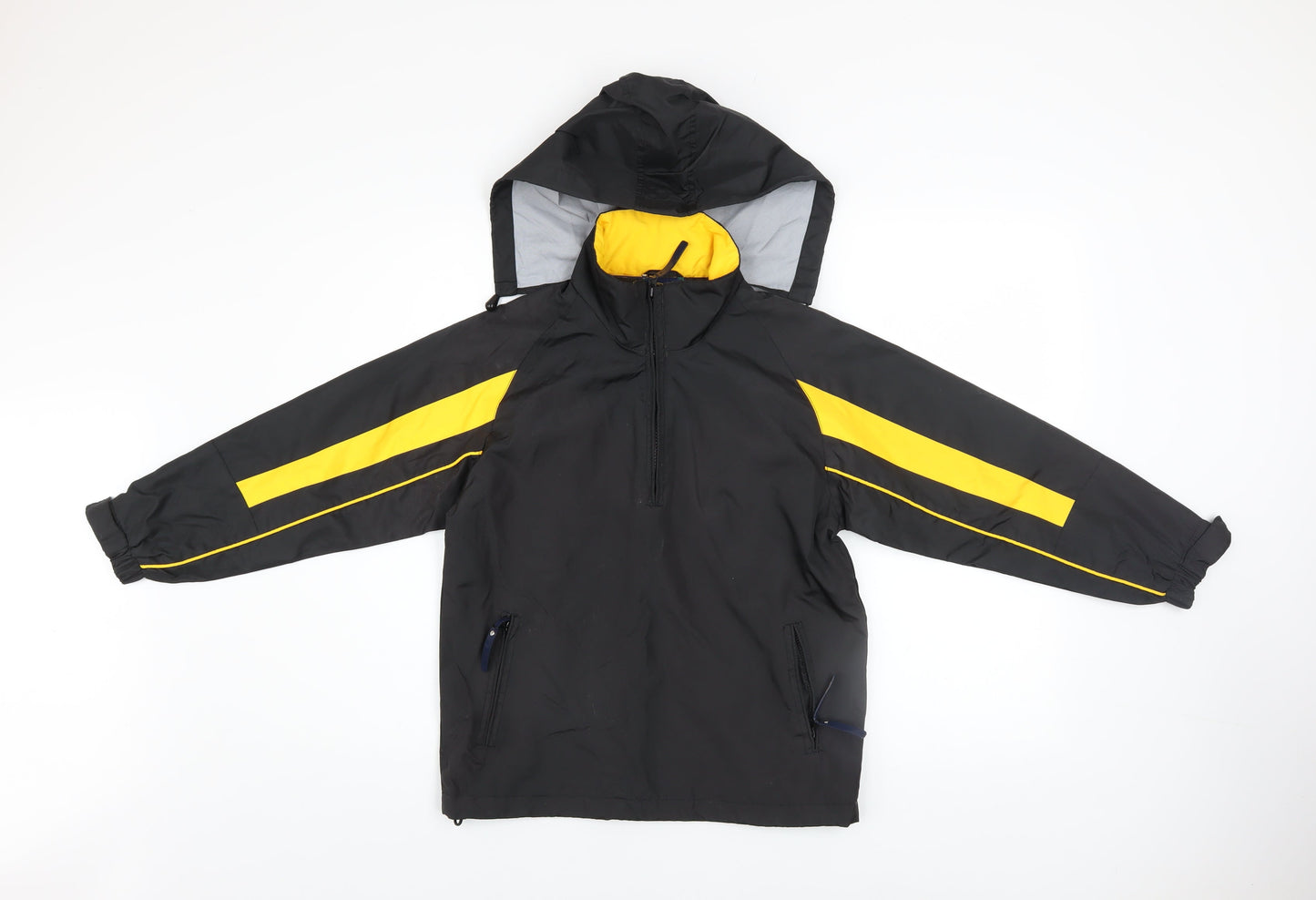 Liston Boys Black Yellow Hooded Anorak Jacket 10-11 Years Polyester Lined