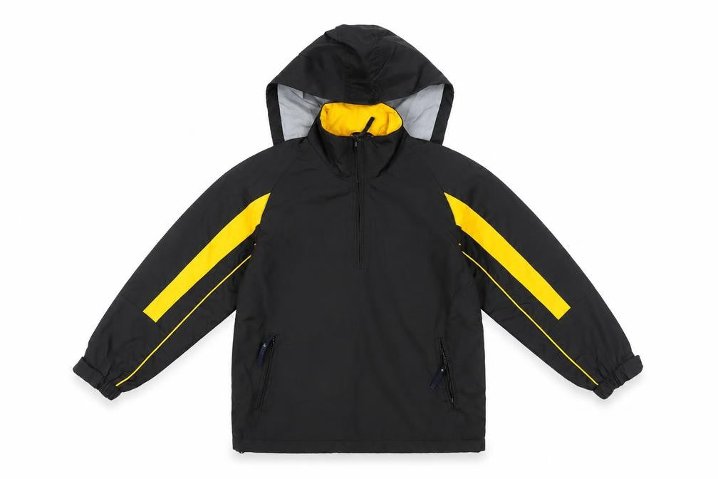Liston Boys Black Yellow Hooded Anorak Jacket 10-11 Years Polyester Lined