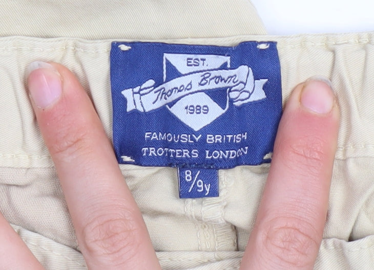 Thomas Brown Boys Beige Chino Shorts 8-9 Years Casual Cotton Twill