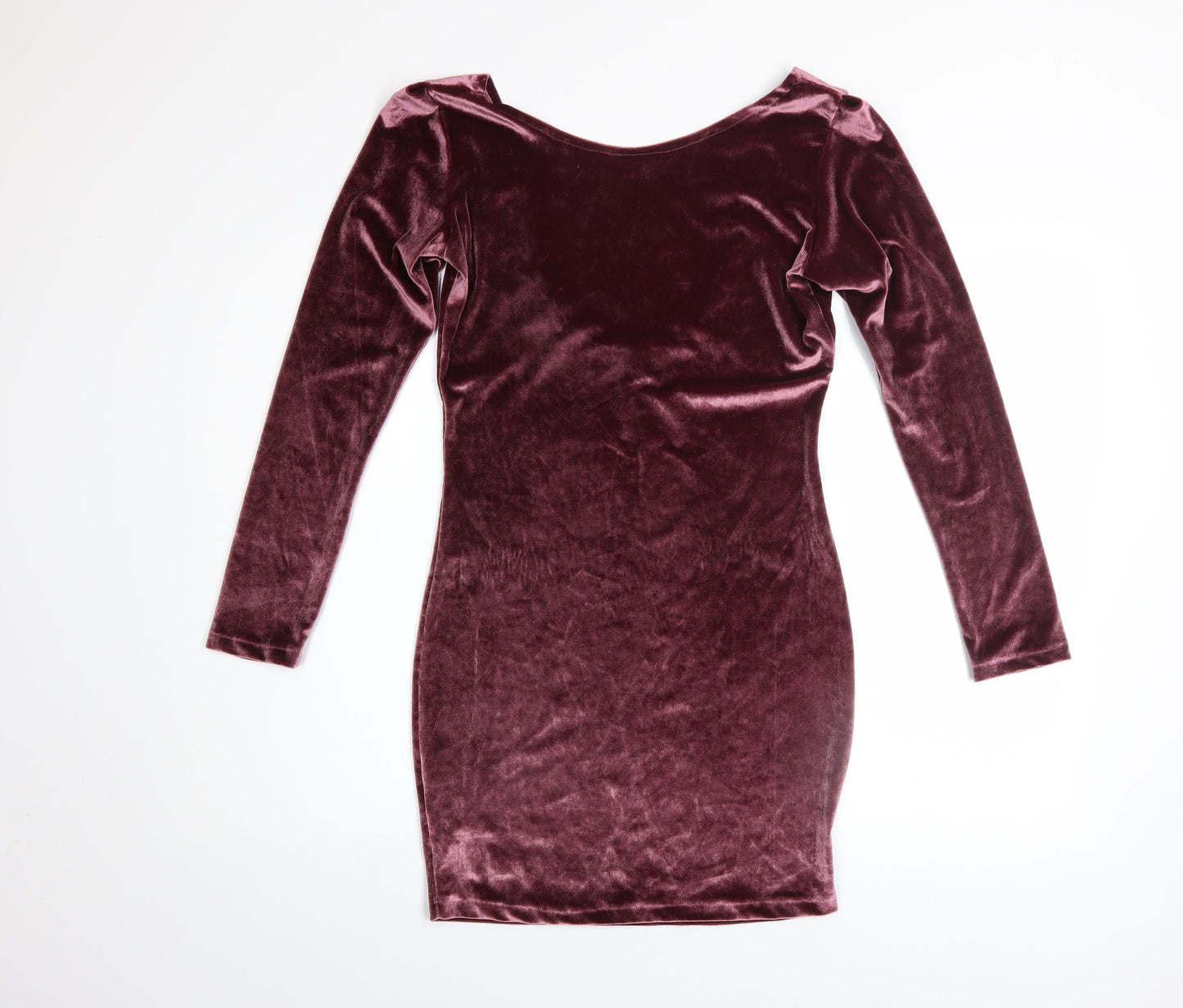 BERBÚ Women's Purple Velvet Long Sleeve Bodycon Mini Dress S
