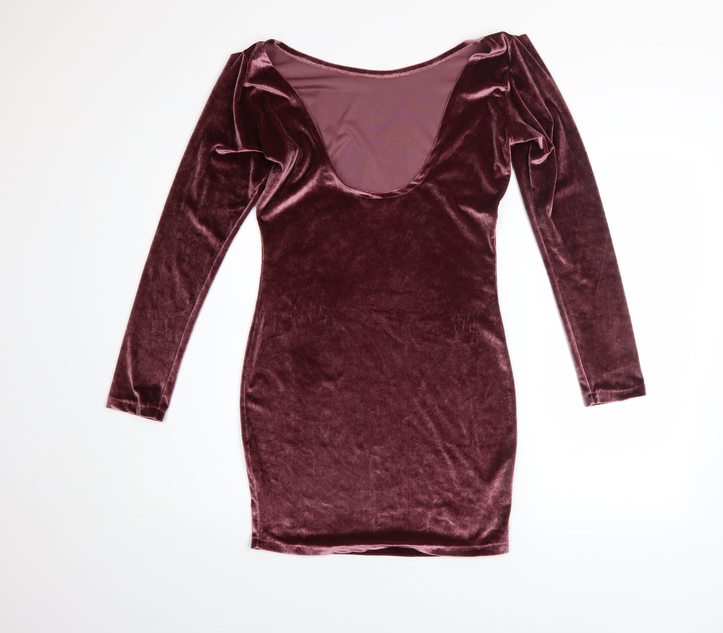 BERBÚ Women's Purple Velvet Long Sleeve Bodycon Mini Dress S
