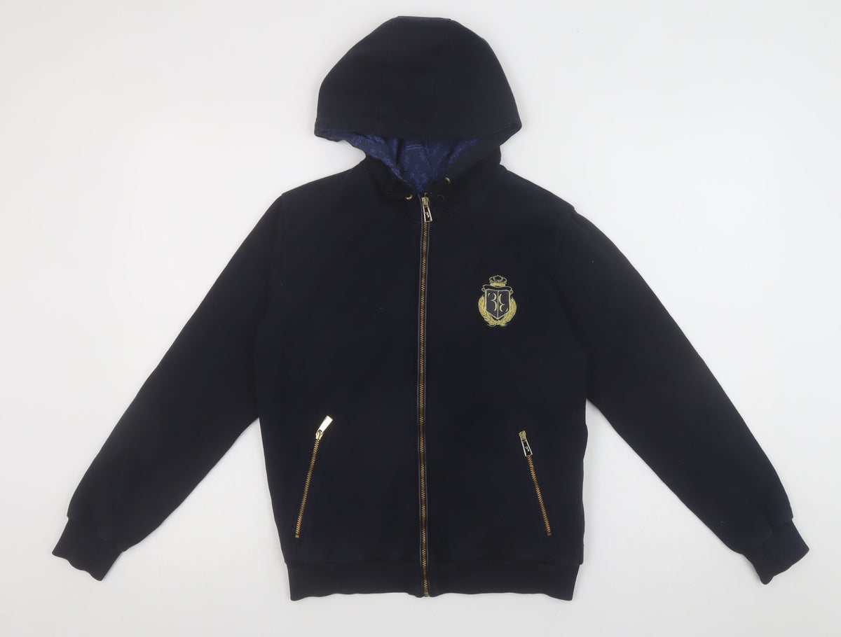 3 Italian Couture Girls Black Full Zip Hoodie 11-12 Years Embroidered Logo
