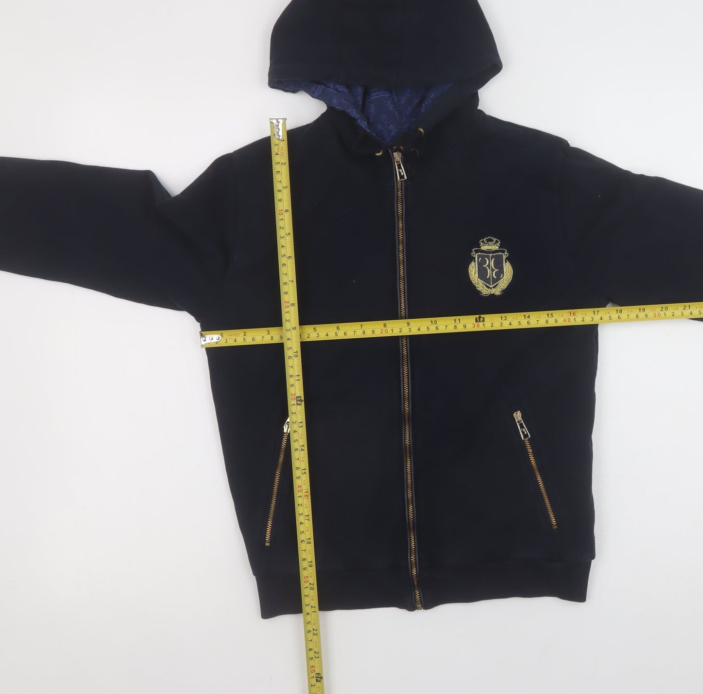 3 Italian Couture Girls Black Full Zip Hoodie 11-12 Years Embroidered Logo