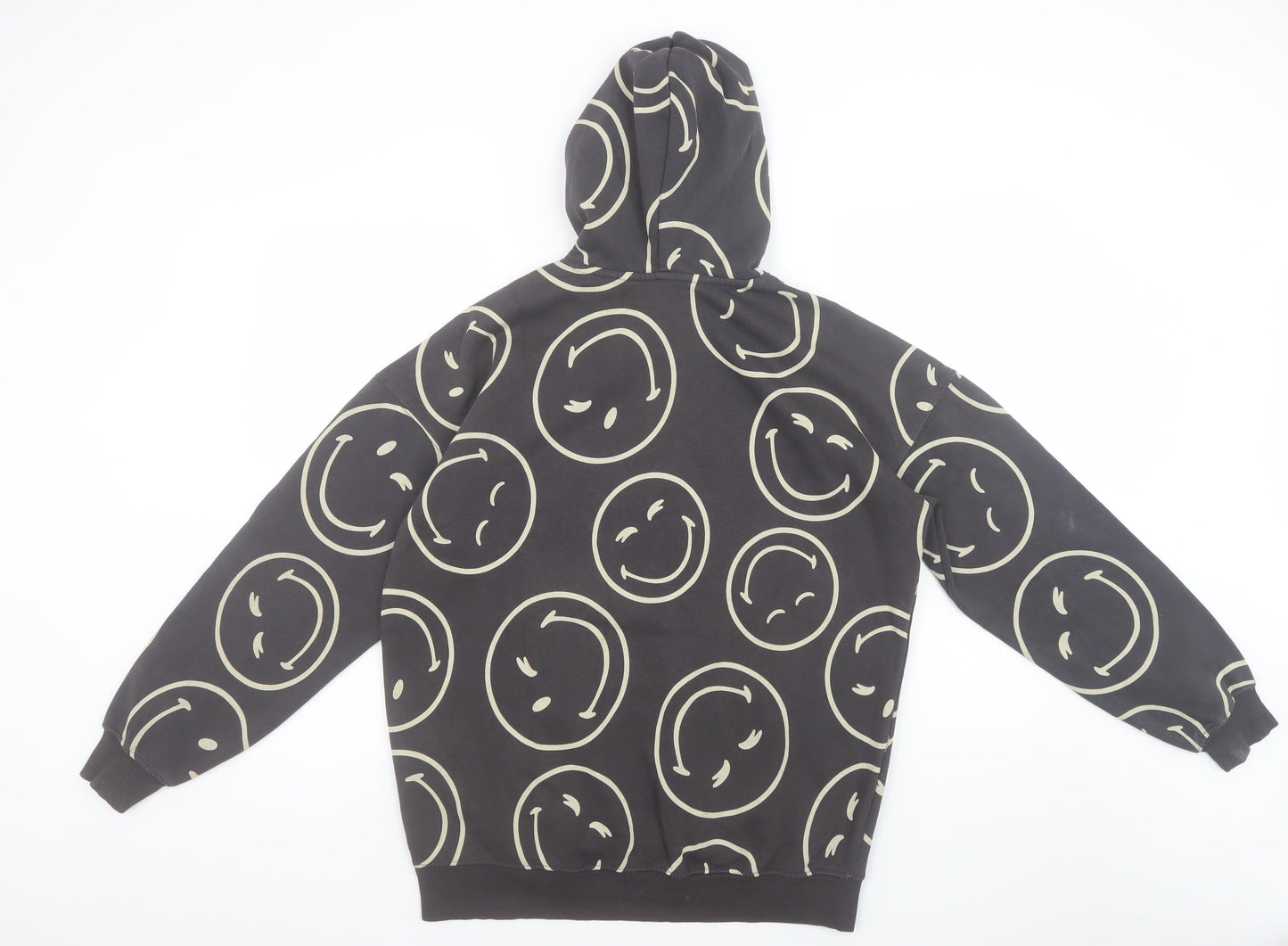 H&M Girls Black SmileyWorld Pullover Hoodie 14 Years Cotton Blend