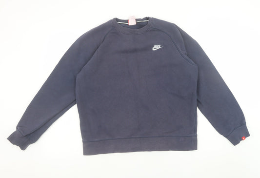 Nike Men's Blue Pullover Sweatshirt M Logo Crew Neck Sportswear