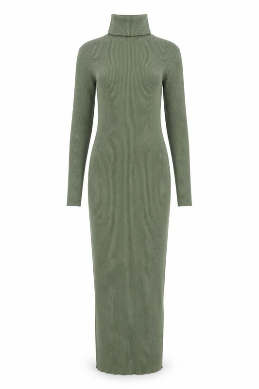 Missguided Women Green Size 8 Roll Neck Ribbed Bodycon Midi Dress