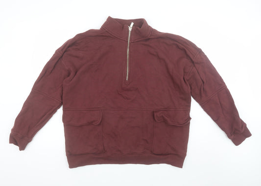 Next Men's Burgundy 1/2 Zip Sweatshirt XL Cotton Casual