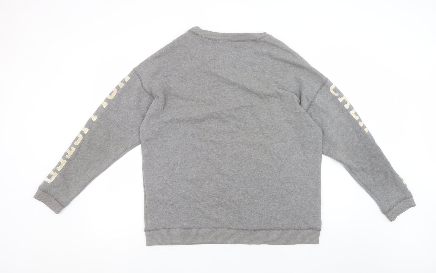 Hollister Men's Grey Pullover Sweatshirt Small Crew Neck Logo Print