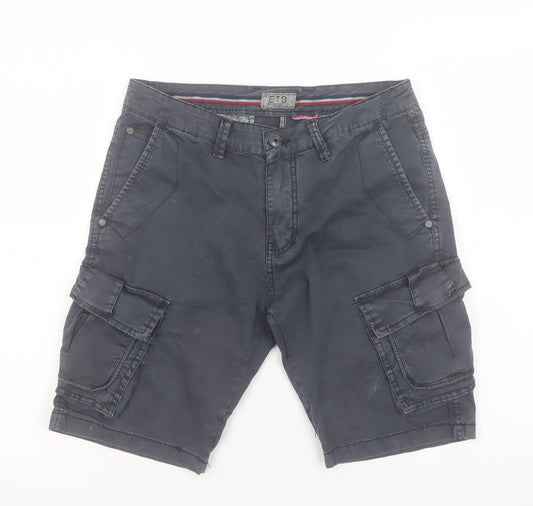 ET9 Men's Black Cargo Shorts Size 29 Regular Fit Cotton Stretch