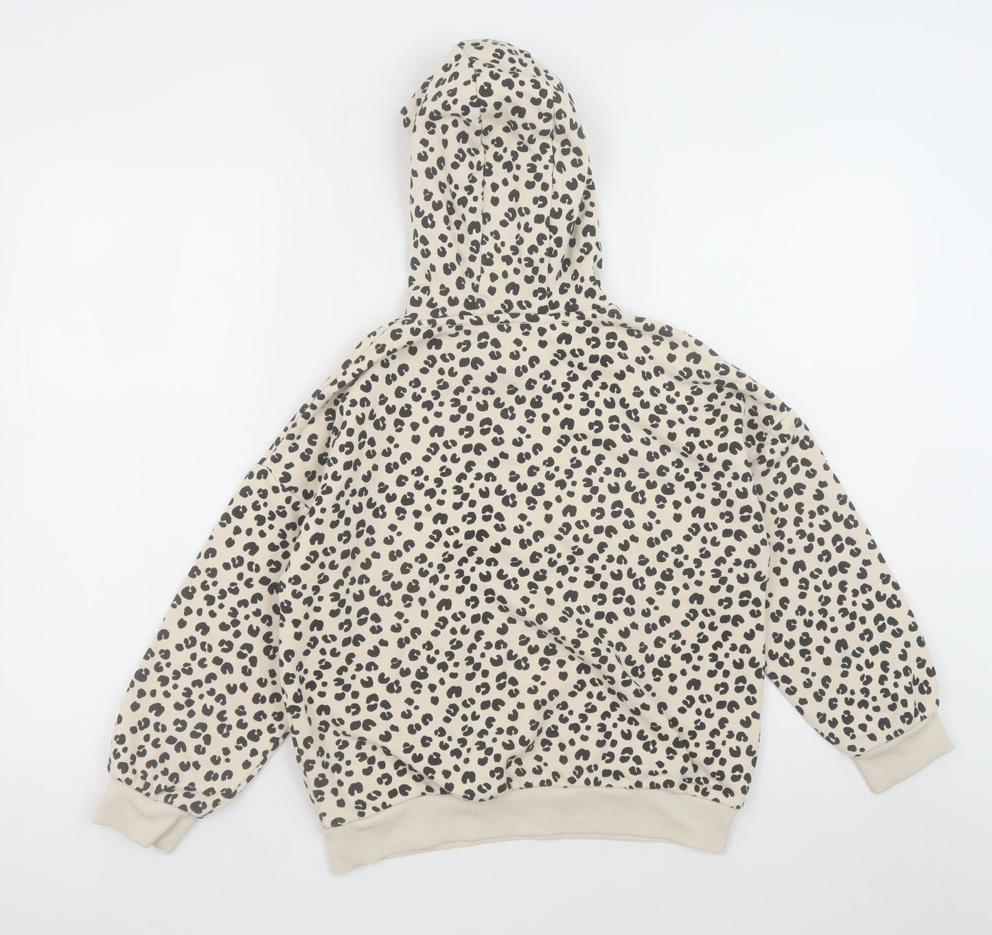 Marks and Spencer Girls Beige Animal Print Pullover Hoodie 9-10 Years