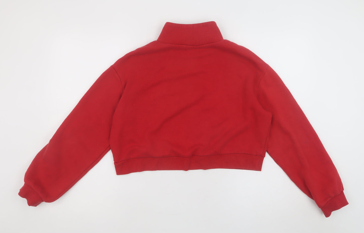 H&M Divided Women's Red Rose Embroidered 1/2 Zip Sweatshirt S