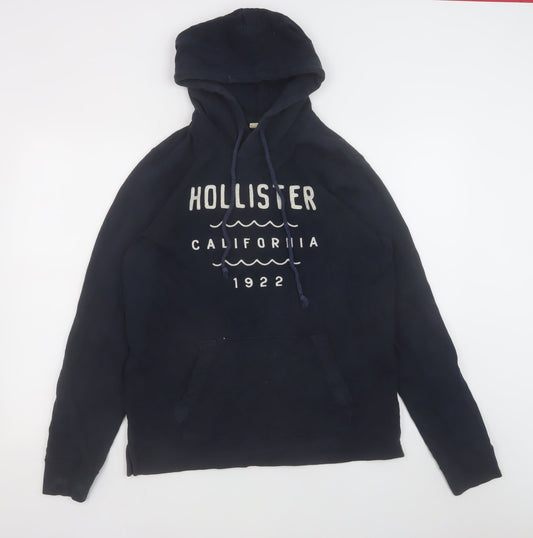 Hollister Men’s Blue Pullover Hoodie Small Logo Graphic Fleece