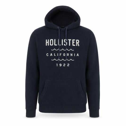 Hollister Men’s Blue Pullover Hoodie Small Logo Graphic Fleece