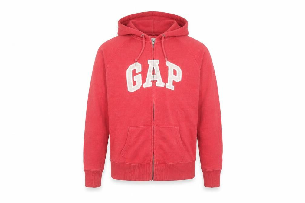 GAP Men's Red Hooded Full Zip Cotton Blend Jacket Size M