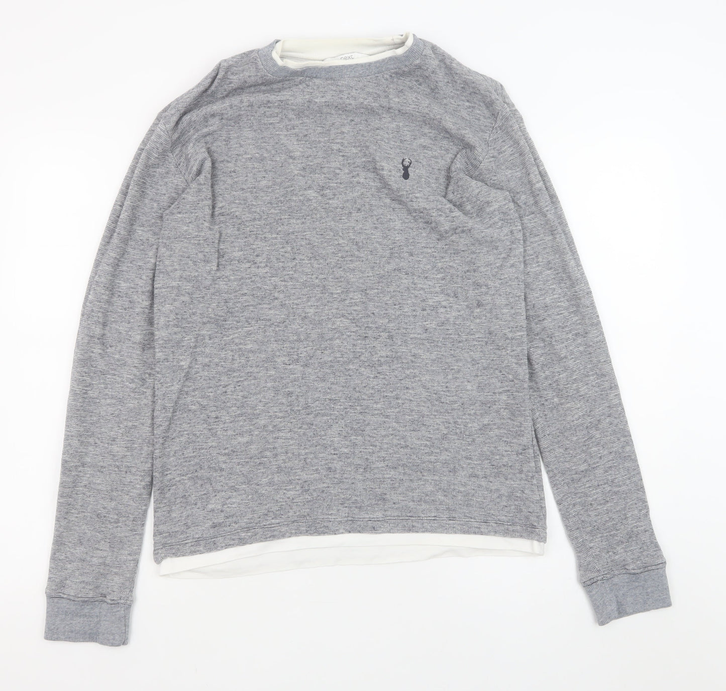 Next Men's Grey Cotton Crew Neck Sweatshirt Size M Regular Fit