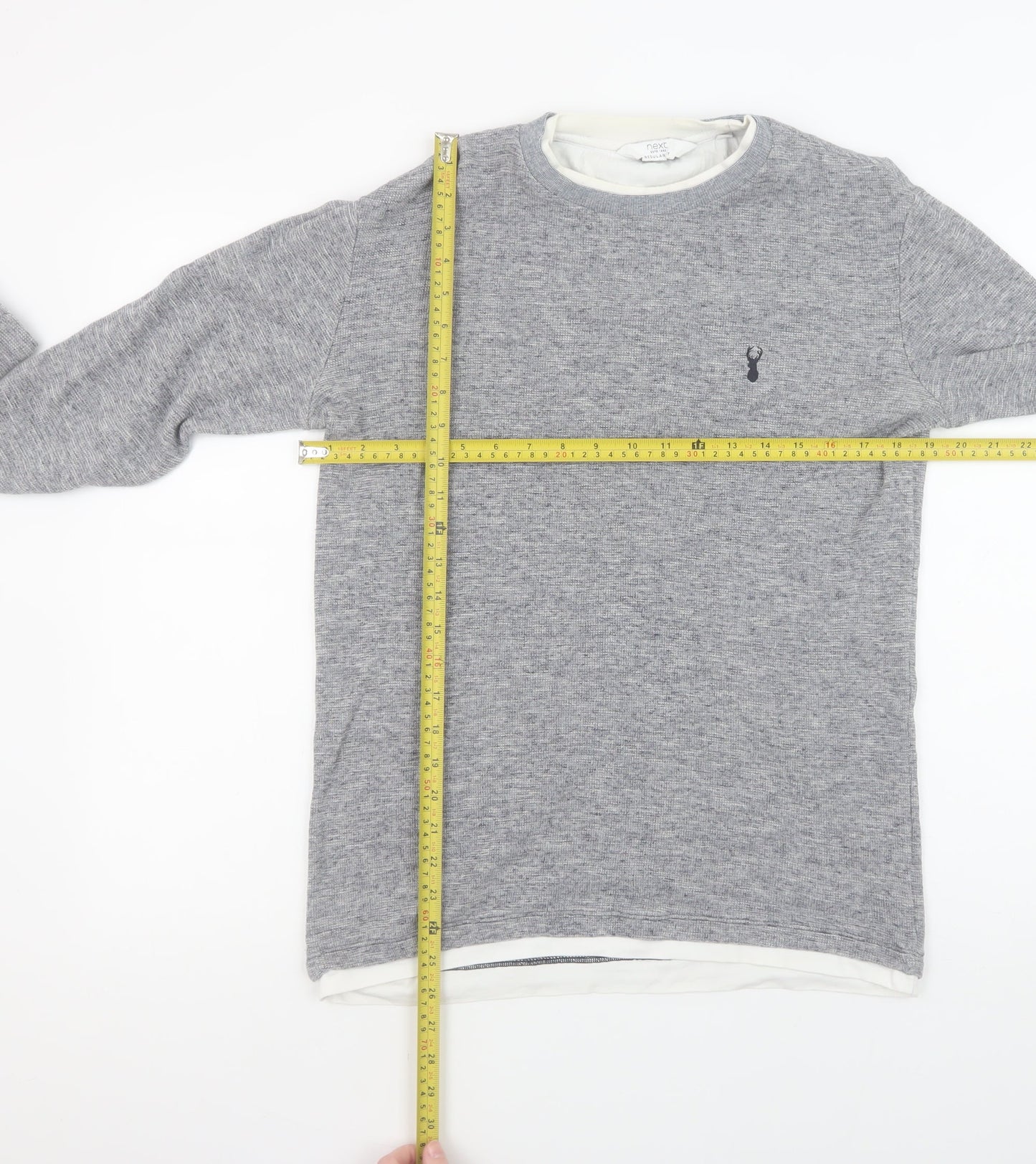 Next Men's Grey Cotton Crew Neck Sweatshirt Size M Regular Fit
