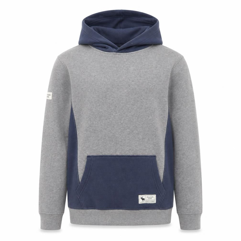 Abercrombie & Fitch Kids Boys Grey Colourblock Pullover Hoodie 13-14 Years