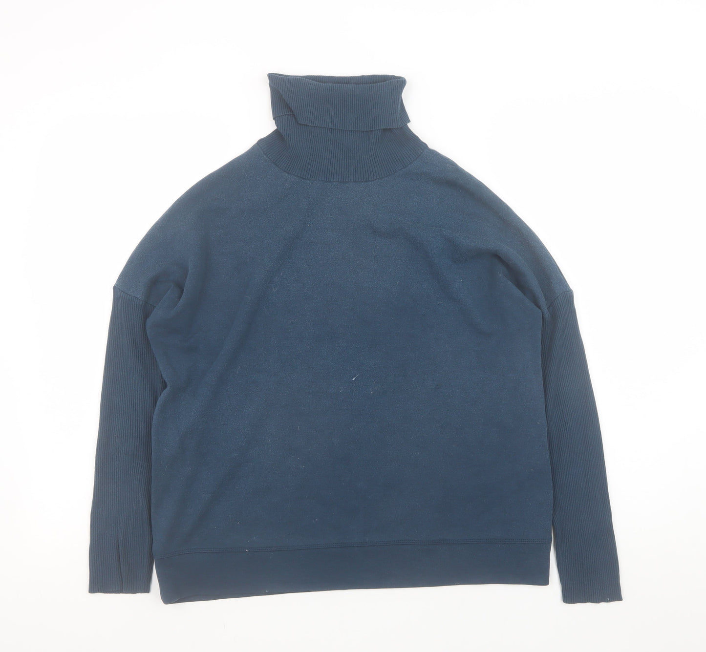 Jigsaw Women Blue Roll Neck Wool Blend Pullover Sweatshirt M