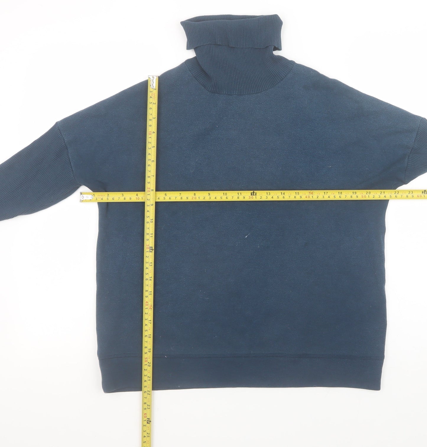 Jigsaw Women Blue Roll Neck Wool Blend Pullover Sweatshirt M