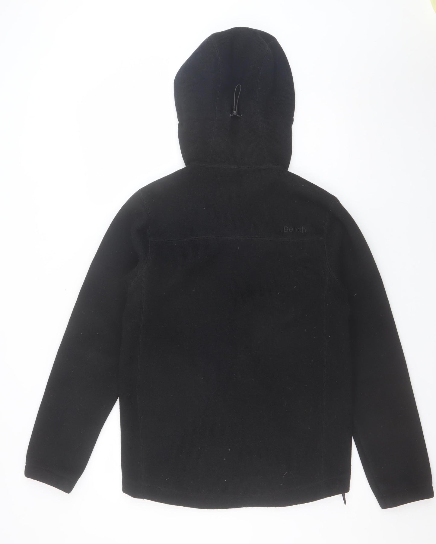 Bench Men’s Black Hooded Fleece Jacket Size S Full Zip Casual Outerwear