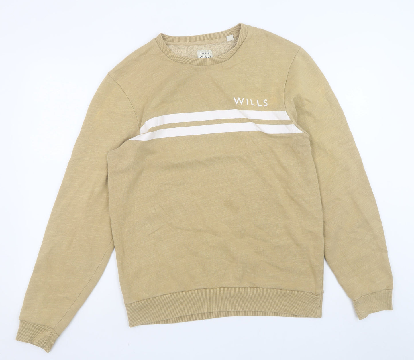Jack Wills Men's Beige Crew Neck Logo Sweatshirt Size M