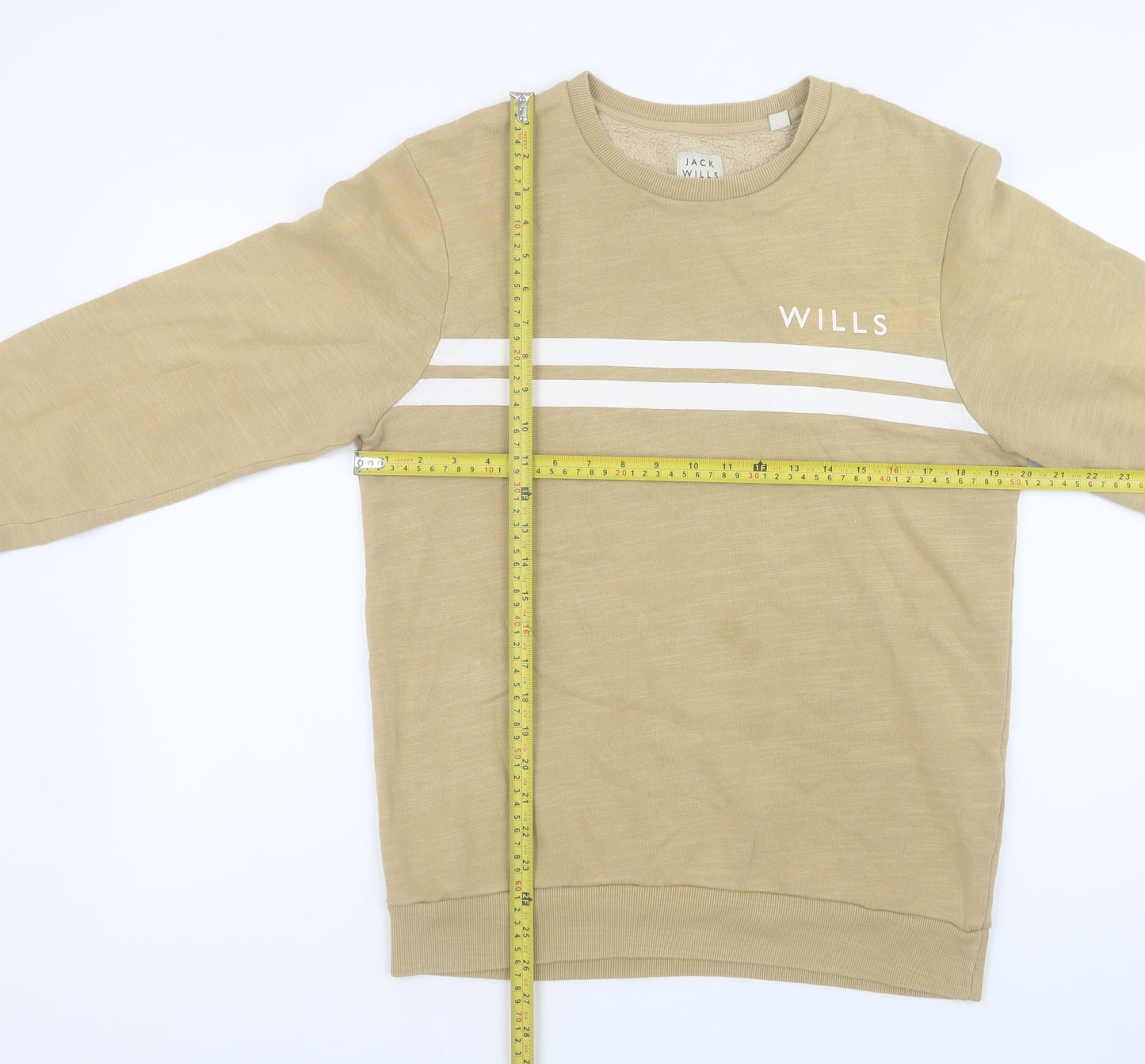 Jack Wills Men's Beige Crew Neck Logo Sweatshirt Size M
