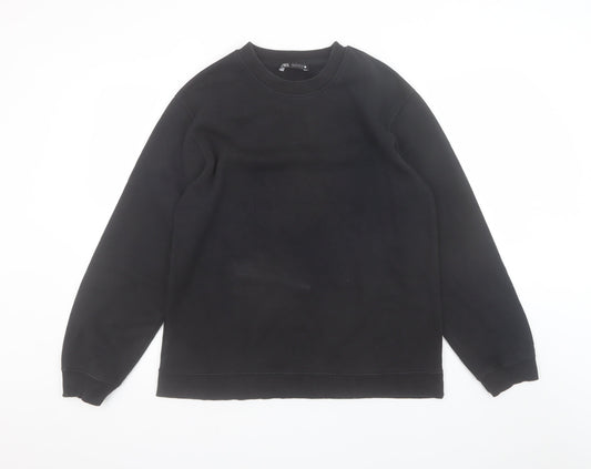 Zara Women Black L Pullover Sweatshirt Crew Neck Long Sleeve