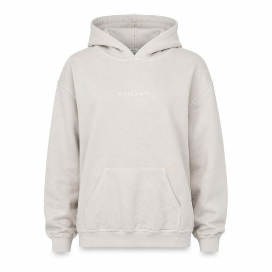 Front view of Missguided women’s beige small pullover hoodie sweatshirt