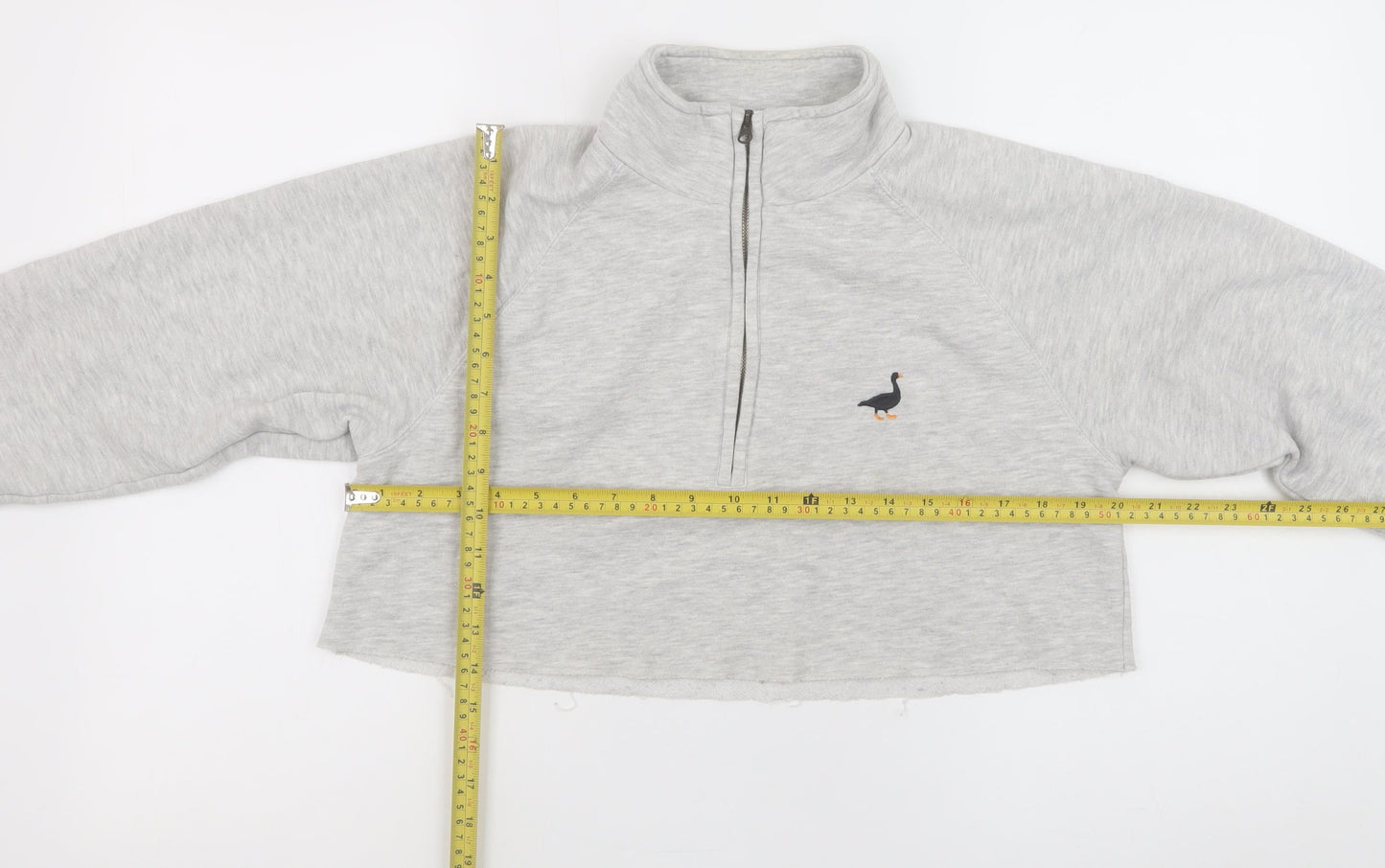 G&G Women Grey 1/4 Zip Cropped Sweatshirt Small Relaxed Fit