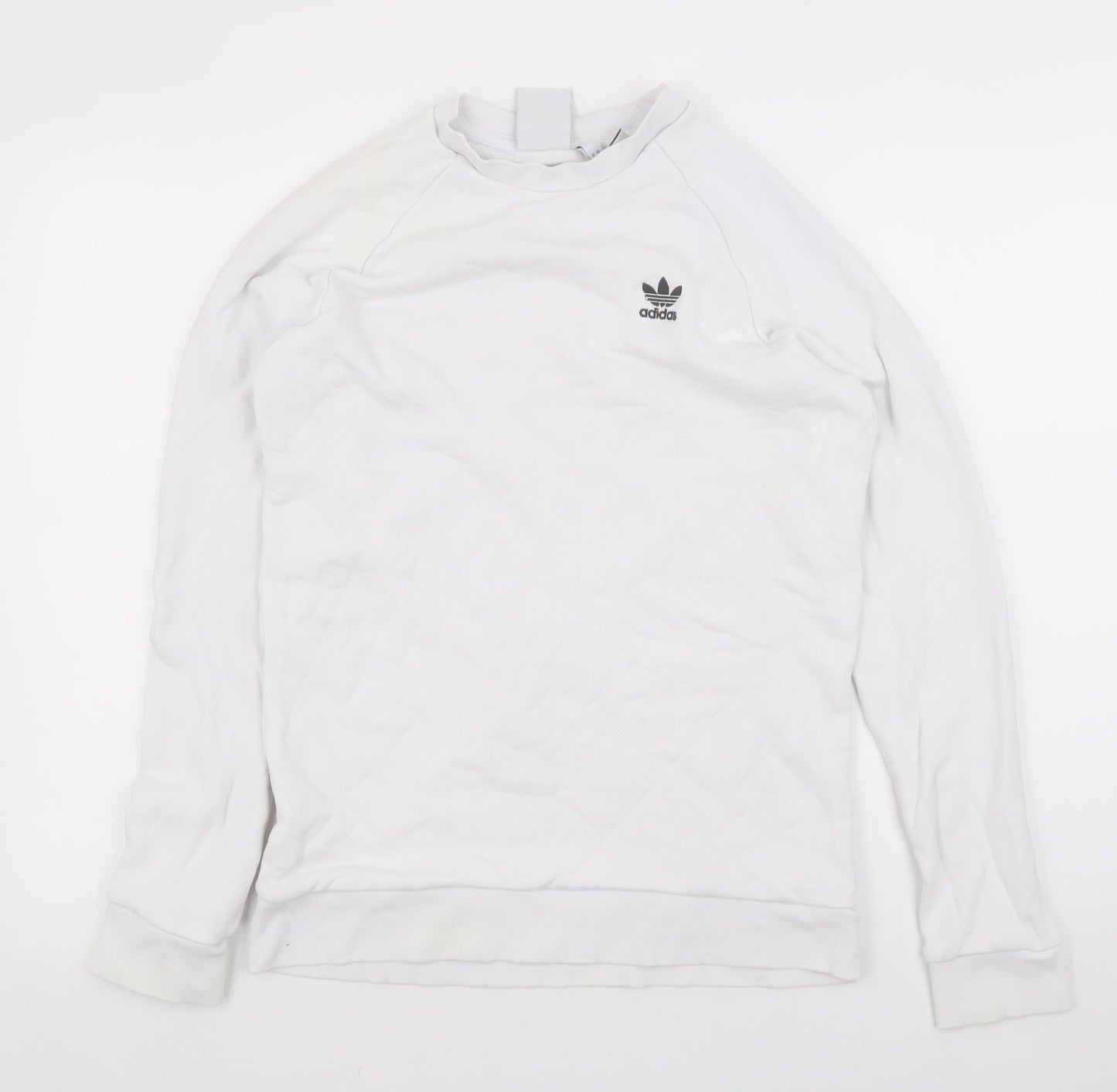 Adidas Men’s White Crew Neck Long Sleeve Pullover Sweatshirt Size S
