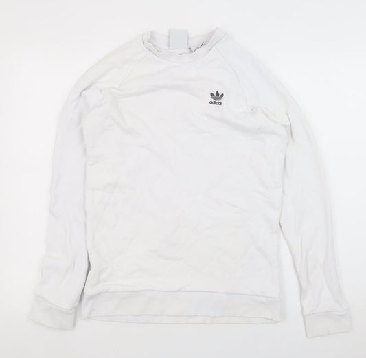 Adidas Men’s White Crew Neck Long Sleeve Pullover Sweatshirt Size S