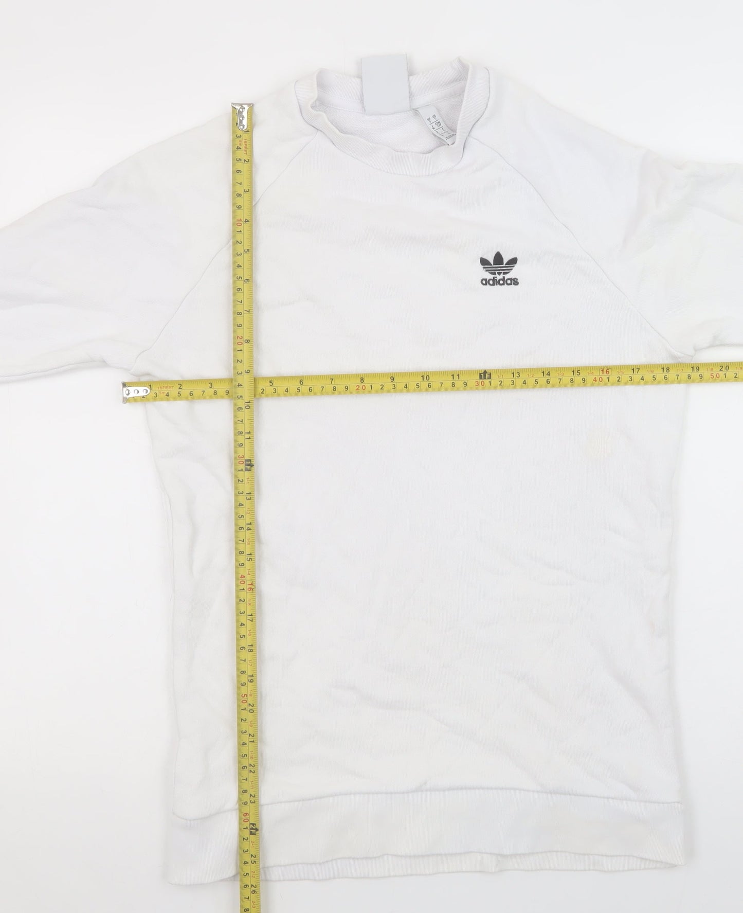 Adidas Men’s White Crew Neck Long Sleeve Pullover Sweatshirt Size S