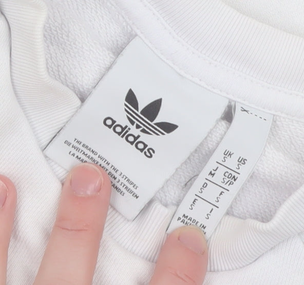 Adidas Men’s White Crew Neck Long Sleeve Pullover Sweatshirt Size S