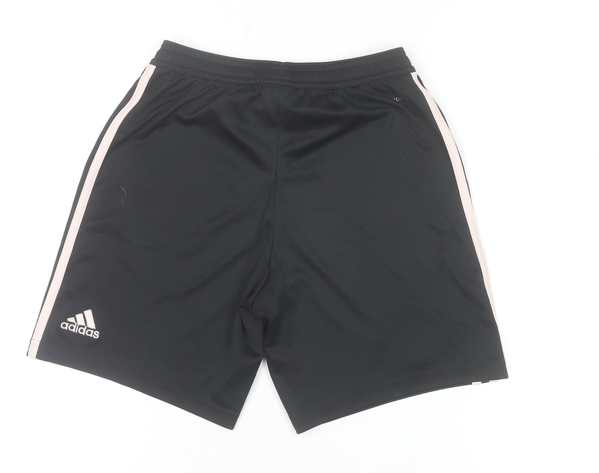 adidas Girls Black Football Shorts 11-12 Years Manchester United Activewear