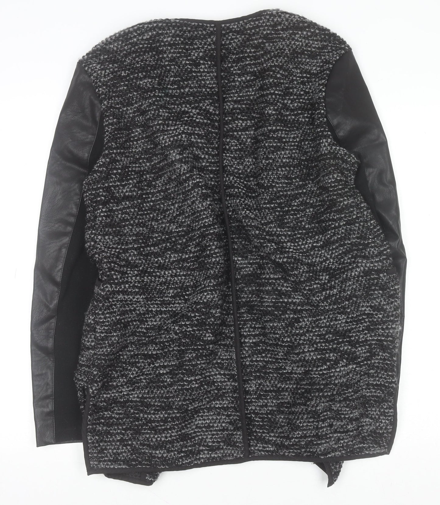 New Look Women's Grey Faux Leather Sleeve Cardigan Size 12