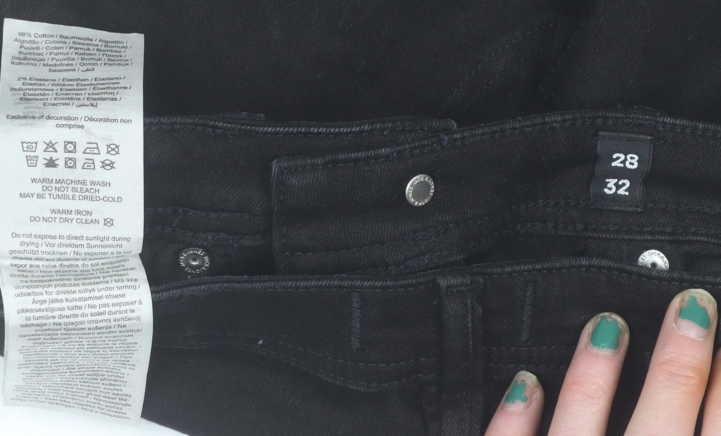 Jack & Jones Men's Black Slim Fit Glenn Jeans 28W 32L Denim