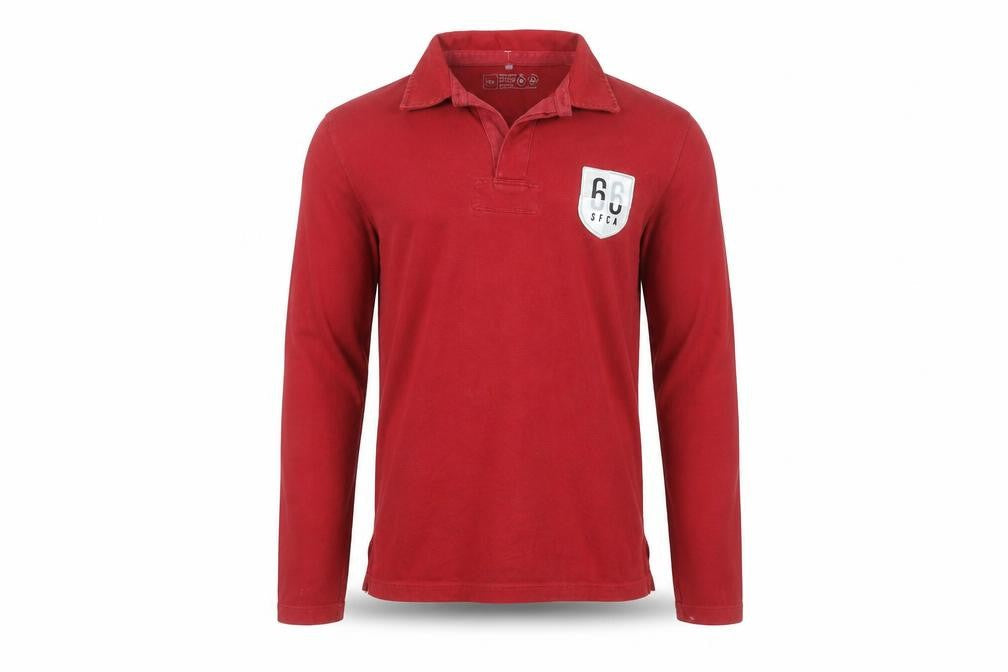 Gap Men's Red Cotton Long Sleeve Collared Casual Polo Shirt Size M