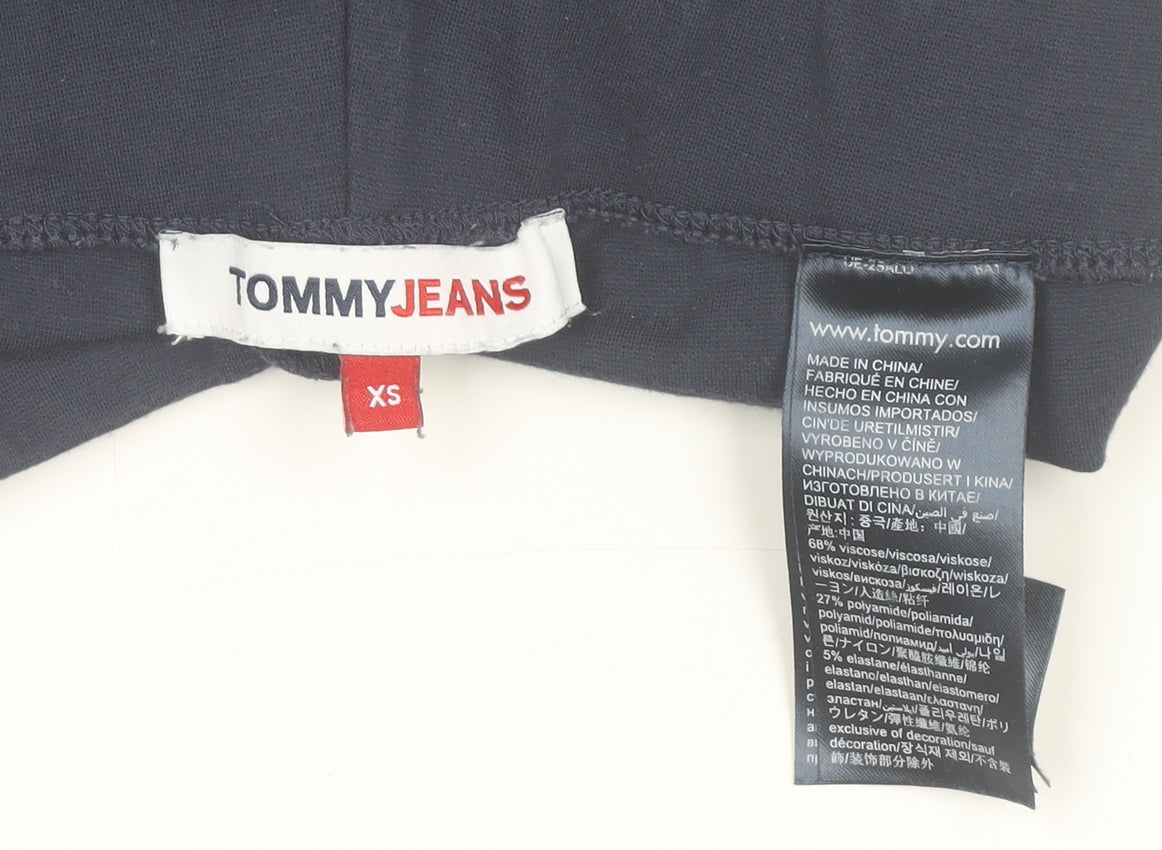 Tommy Jeans Womens Navy XS Leggings Viscose Blend Logo Side Stripe