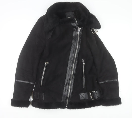 Pull&Bear Women’s Black Faux Fur Lined Biker Jacket XS