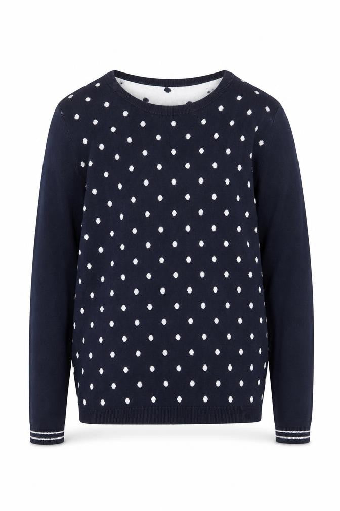 Tommy Hilfiger Boys Navy Polka Dot Crew Neck Cotton Jumper Size S