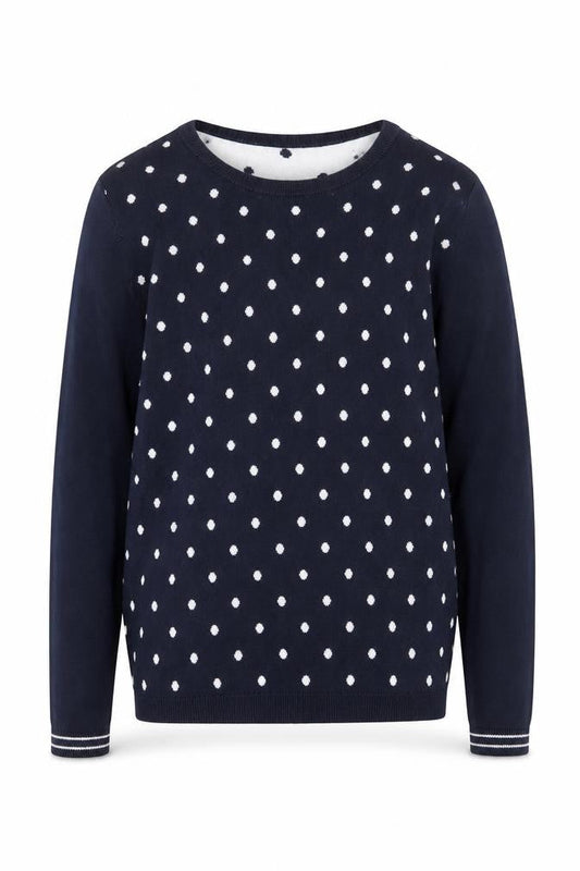 Tommy Hilfiger Boys Navy Polka Dot Crew Neck Cotton Jumper Size S