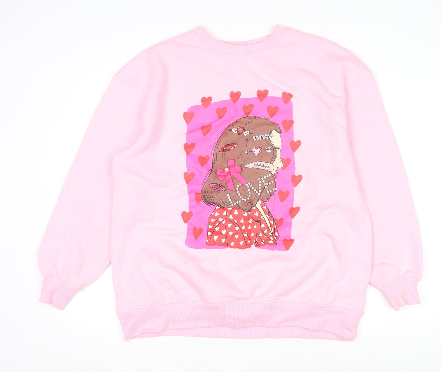 Savida Women Pink Graphic Print Pullover Sweatshirt Size 12