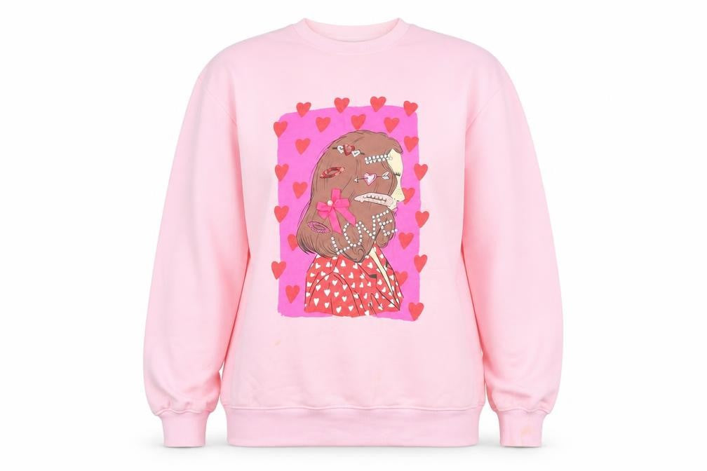 Savida Women Pink Graphic Print Pullover Sweatshirt Size 12