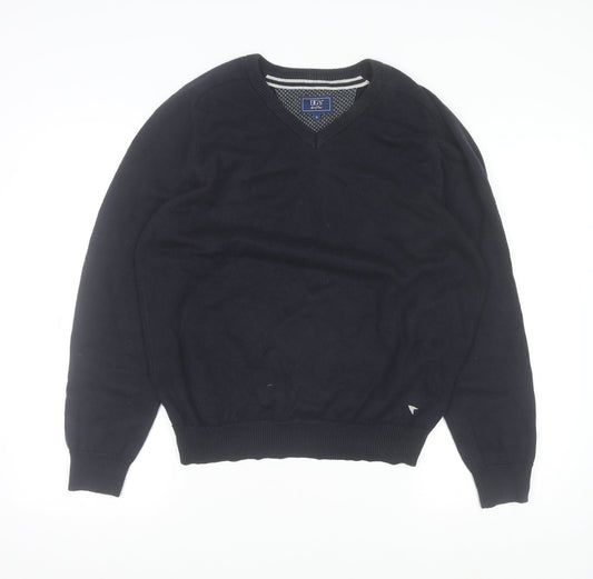DG'S Drifter Men's Black M V-Neck Cotton Blend Jumper