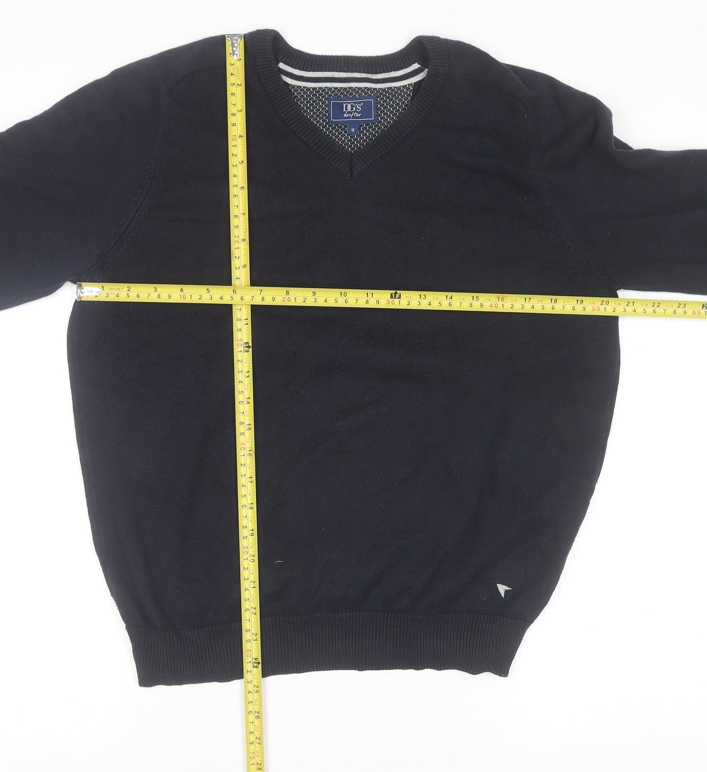 DG'S Drifter Men's Black M V-Neck Cotton Blend Jumper